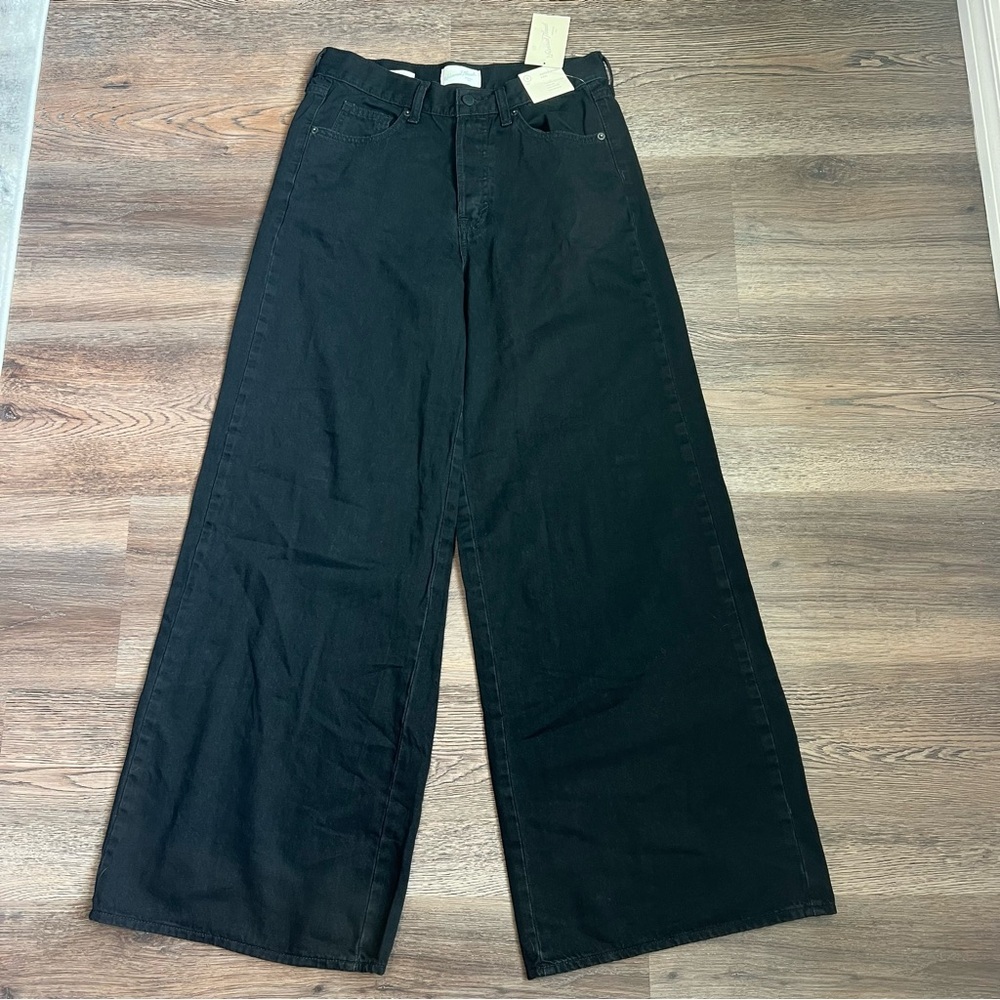 Women's Mid-Rise Super Wide Leg Jeans - Universal Thread™ Black 4 - Picture 2 of 5